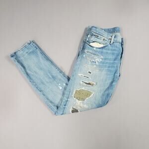 Polo Ralph Lauren Varick Slim Distressed Camo Patchwork Straight Leg Jeans 30x30